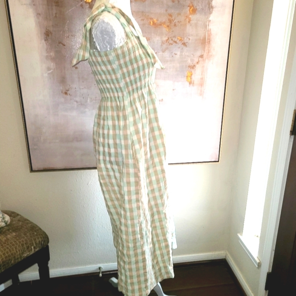 MNG Green and Cream Sleeveless Sundress - Picture 4 of 8